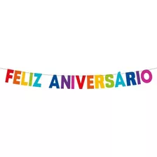 Faixa Decorativa - Feliz Aniversário Com Letras Coloridas