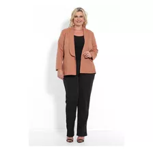 Blazer Linho Plus Size Com Lapela 2209