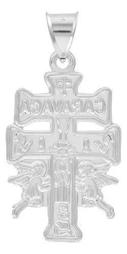 Dije Plata 925 Cruz de Caravaca Troquelada Amuleto Protección - Imagen 1