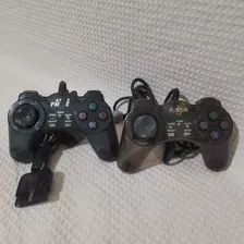 Par De Controles Fostom Turbo Preto Translucido Ps1 Play One