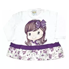 Blusa Manga Longa Bebê Infantil Com Babado M- G