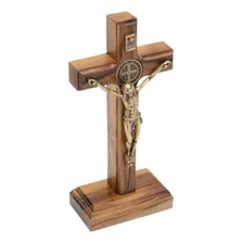 Crucifixo São Bento Católico 12cm Parede Mesa Pedestal Cruz
