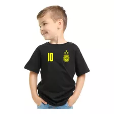 Camiseta Argentina 10 Messi Negra Y Fluor Con Nro Delantero