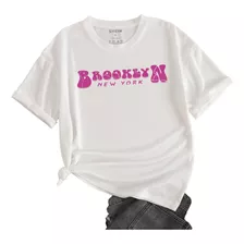 Camiseta Brooklin Casual Old School Ombro Caido Blogueirinha