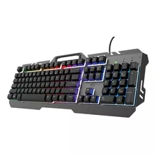 Teclado Gamer Trust Gxt 853 Esca Normal Inglês Us Cor Preto Com Luz Multicor