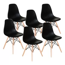 Cadeira De Jantar Decorshop Charles Eames Dkr Eiffel, Estrutura De Cor Preto, 6 Unidades