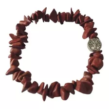 Pulsera De Escallas De Jaspe Rojo Árbol De La Vida