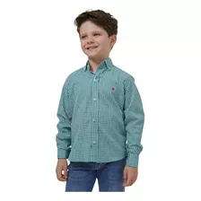 Camisa Infantil Txc Manga Longa Xadrez Verde E Branco