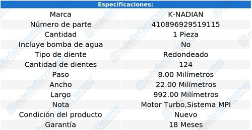 Banda De Distribucion K-nadian Grande Punto L4 1.4l 07 Al 09 Foto 3