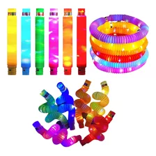 Kit 50 Unidades Pop Tube Led Grande Fidget Toy Brinquedo