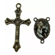 20 Entremeios + Crucifixos Ouro Velho Resinados Para Terços