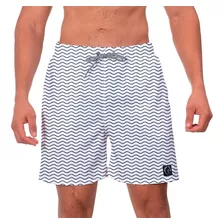 Shorts Masculino Bermuda Estampada Listras Onda Verão Praia 