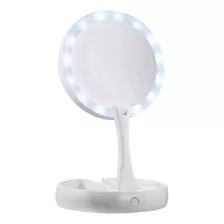 Espejo Con Luz Led Para Maquillaje Plegable + Aumento X 10