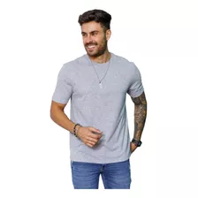 Camiseta Masculina Lisa Algodão Premium Casual Camisa Cinza