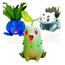 Kit 3 Vasos Pokemon Bulbasaur Feliz Chikorita Oddish