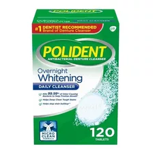 Polident Limpia Dentaduras 120 Tabs Overnight Whitening