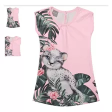 Vestido Infantil Menina Casual Mundi Rosa Estampa Gato Flor 