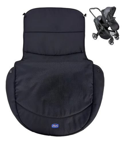 Cobre Pernas Preto Para Carrinho De Bebe Fully Twin Chicco