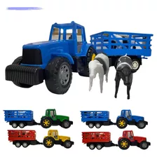 Carrinho De Brinquedo Trator De Fazenda Com Bois Diverplas