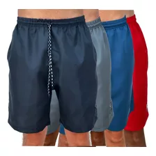 Kit 4 Shorts Masculino Bermuda Praia Liso Tactel Mauricinho