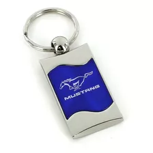 Llavero - Spun Brushed Metal Key Ring For Ford Mustang (blue