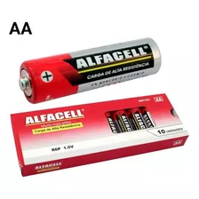 Pilhas Aa Palito Caixa C/10 Peças 1,5v Alfacell Durável 10c