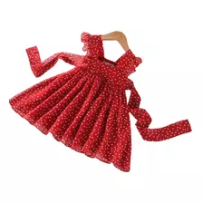 Vestido Rojo Con Puntos Para Niña