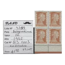 Lote3359 Argentina 1c. 1952 Gj# 1003 Eva Perón Cuadro Mint