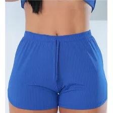 4 Short Shortinho Canelado Feminino Moda Blogueira Soltinho 