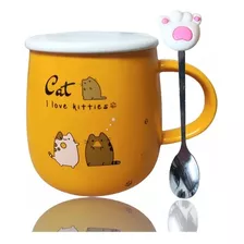 Taza Café Té Muy Con Tapa Y Cucha Diseño Love Kitties Cat