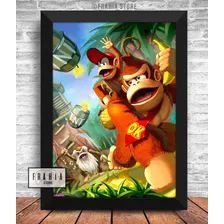 Quadro Decorativo Donkey Kong Jogo Game Retrô 30x21 C/ Vidro