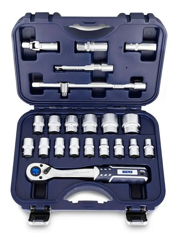 Set Herramientas Llaves Tubo Crique Bremen 22pz Enc 1/2 Cod. 6660 Dgm Gris