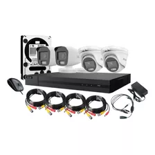 Kit 4 Camaras Hilook Audio Dual Light Metal 3k 1tb Smart