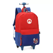 Mochila De Rodinhas Escolar Super Mario Infantil Videogame