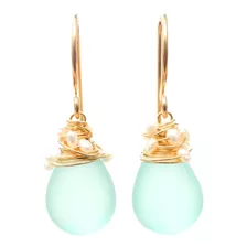 Aretes Azul Aqua De Perlas Cultivadas De Agua Dulce Vid...