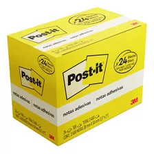 Kit Post-it Adesivo 24 Blocos De 100 Folhas 3m Cor Amarelo