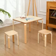 Leriyou Juego De Mesa Cuadrada De Madera Y 2 Sillas Para Niñ