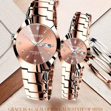 Reloj De Cuarzo Fngeen Luxury Diamond Couple, 2 Piezas Color De La Correa White/blue