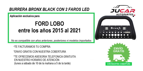 Burrera Bronx Black 2 Faros Ford Lobo 2015-2021 Foto 8