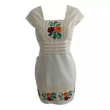 Vestido Bordado En Punto Cruz Rubi Lino Tipico De Yucatán