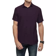 Camisa Social Masculina Manga Curta - 100% Poliéster