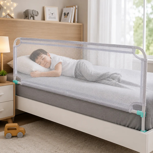 Barreira De Proteção Cama Infantil Tela Antiqueda Universal Branco Liso