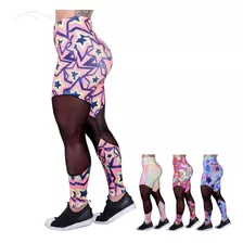 Legging Estampada Academia E Ginastica Com Tule