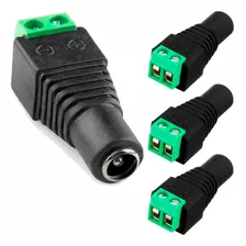 3x Conector P4 Femea Borne Para Cftv Led Não Necessita Solda