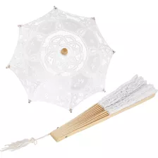 Guarda-chuva De Renda + Fan Guarda-sol Para Lady Mulheres De