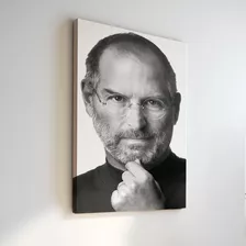 Quadro Decorativo Em Canva Steve Jobs Preto E Branco 65x100