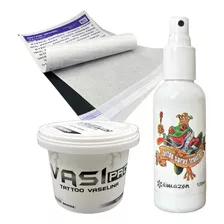 Kit Tattoo 10 Papel Hectografico + Transfer Spray + Vaselina