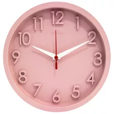 Relógio De Parede Redondo 3d Rosa Silencioso