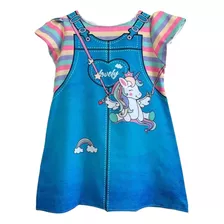 Vestido Infantil Unicórnio Trapézio Menina Blogueirinha