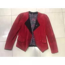 Chaqueta Tipo Blazer Rojo Gamuza 